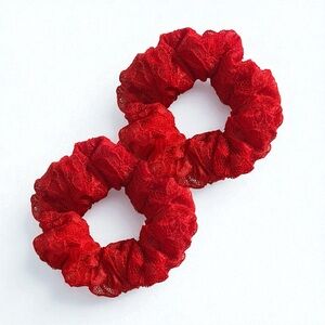 Elegant Red Lace Hair Scrunchies
